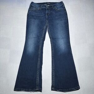 Silver Jeans Co Suki Surplus Jeans Womens 29 Bootcut Flap Pocket Dark Wash Blue